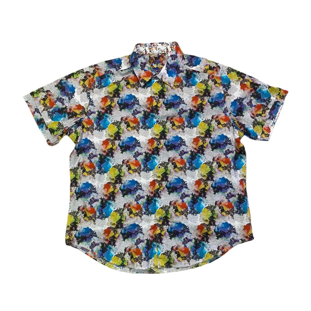 Robert Graham Cotton Colorful Geometric Rainbow Pattern Mens Sz Large